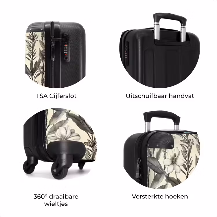Koffer - Klassiek - Botanisch - Zwart - Beige — 7