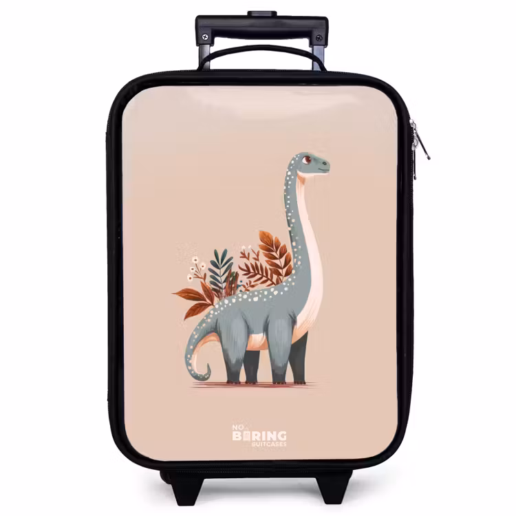Kinderkoffer - Blauwe dinosaurus op een beige achtergrond — 1