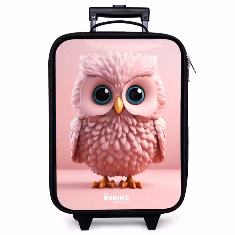 Kinderkoffer - Roze uil met blauwe ogen — 1