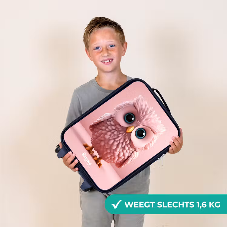 Kinderkoffer - Roze uil met blauwe ogen — 2