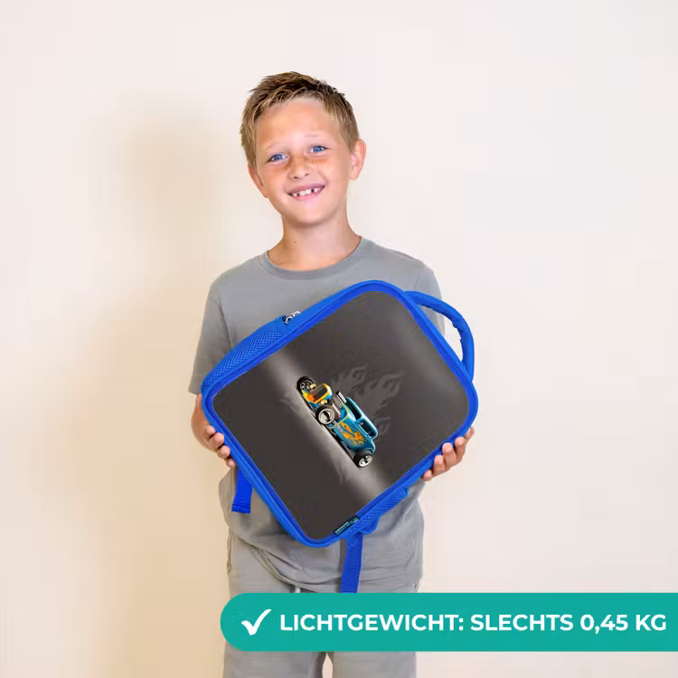 Kinderrugzak - Blauw - Blauwe auto met grijze vlammen — 2