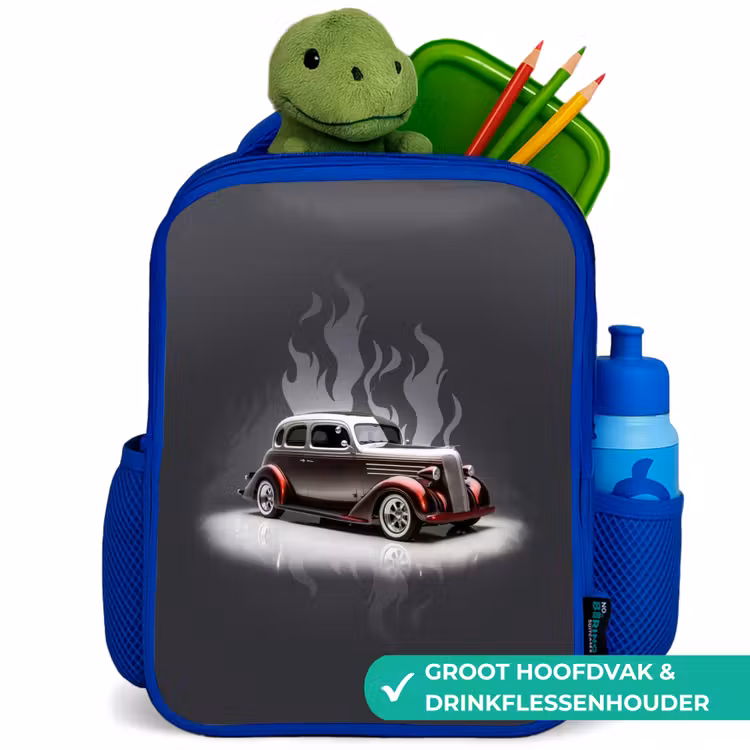 Kinderrugzak - Blauw - Grijze auto met grijze vlammen — 5