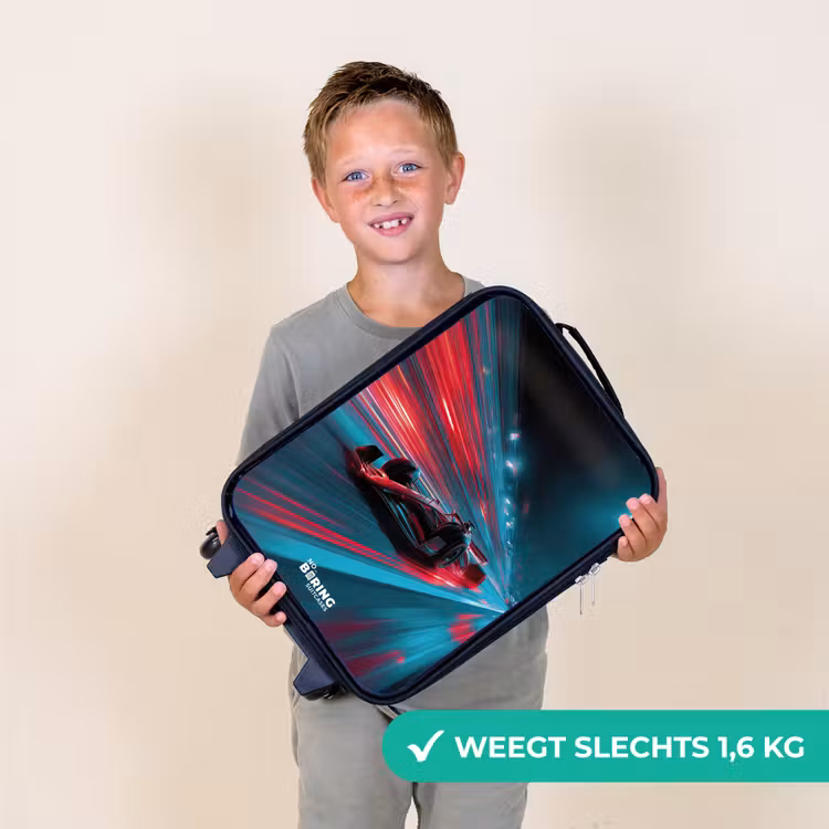 Kinderkoffer - Raceauto - Baan - Neon - Verlichting — 2