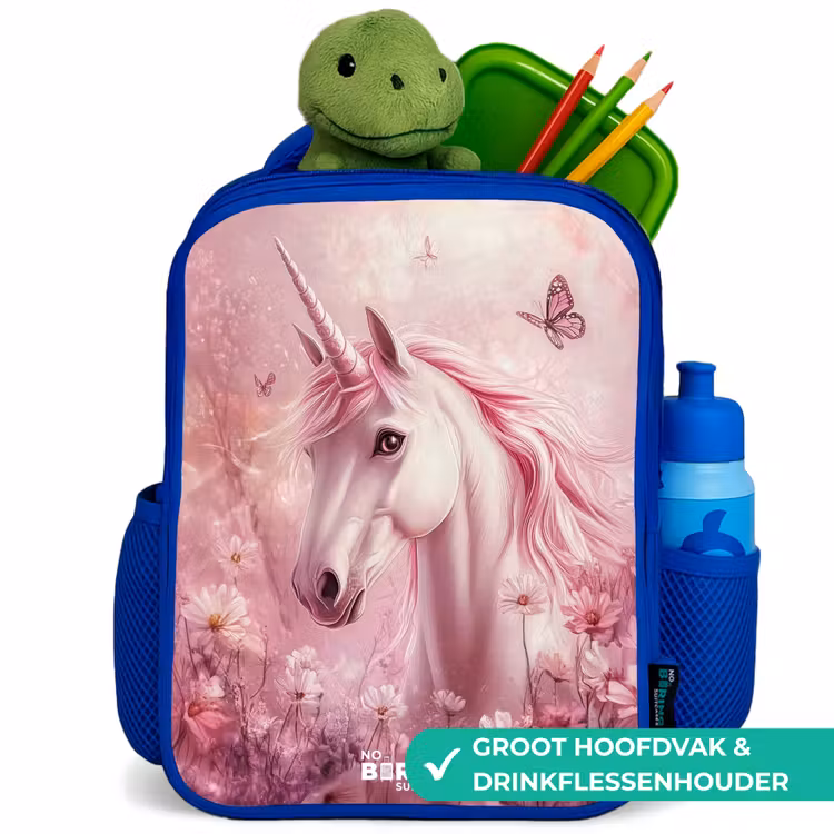 Kinderrugzak - Blauw - Eenhoorn - Roze - Vlinders - Bloemen — 5