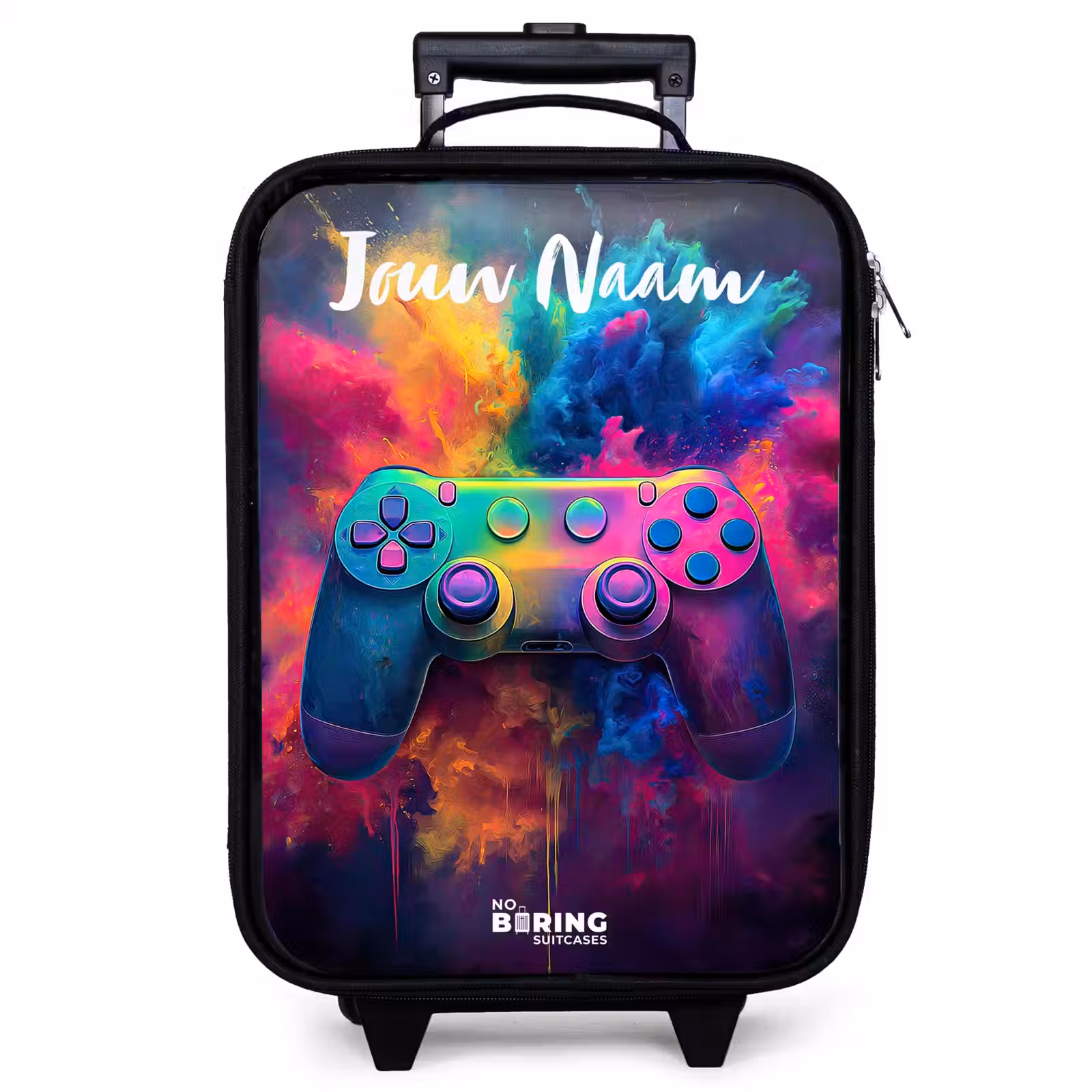 Kinderkoffer met naam - Zwart - Game - Controller - Kleurrijk - Explosie — 1