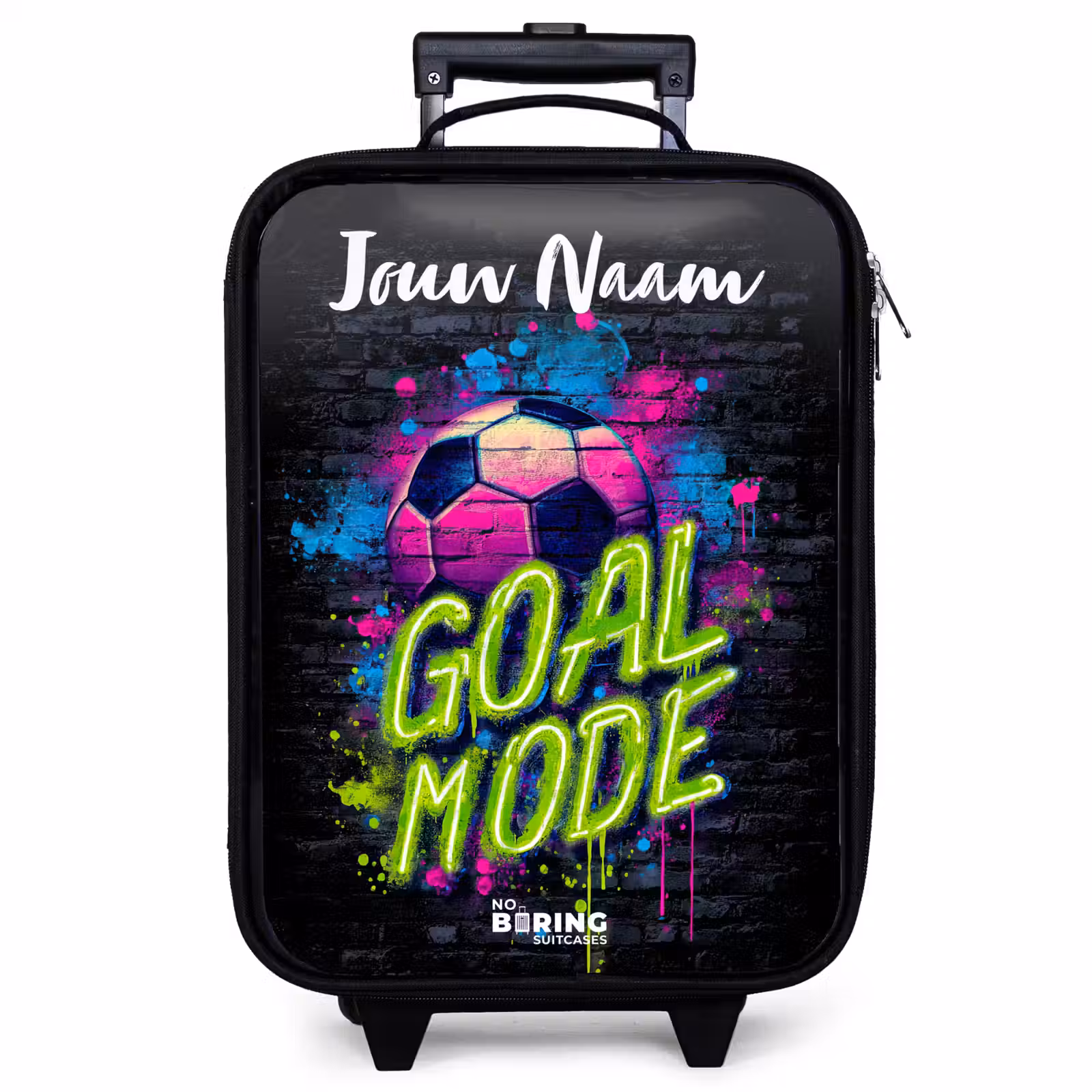 Kinderkoffer met naam - Zwart - Neon - Graffiti - Voetbal - Kleurrijk — 1