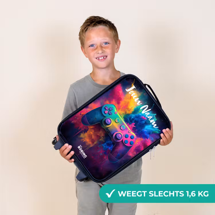 Kinderkoffer met naam - Zwart - Game - Controller - Kleurrijk - Explosie — 2