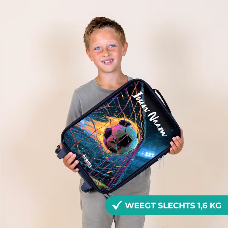 Kinderkoffer met naam - Zwart - Neon - Net - Voetbal - Kleurrijk — 2