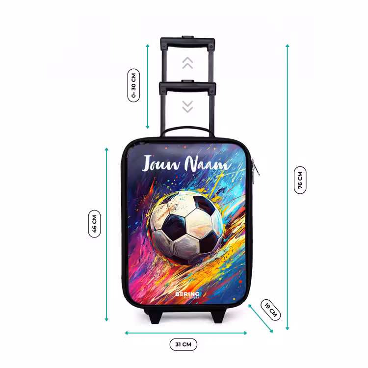 Kinderkoffer met naam - Zwart - Neon - Voetbal - Kleurrijk — 6