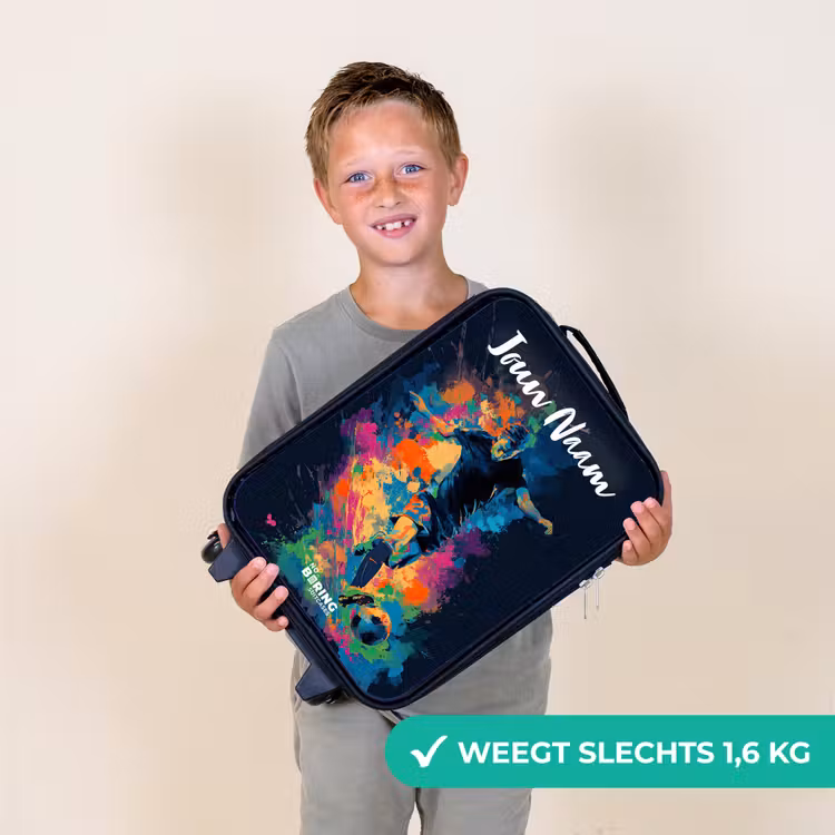 Kinderkoffer met naam - Zwart - Neon - Voetballer - Kleurrijk — 2