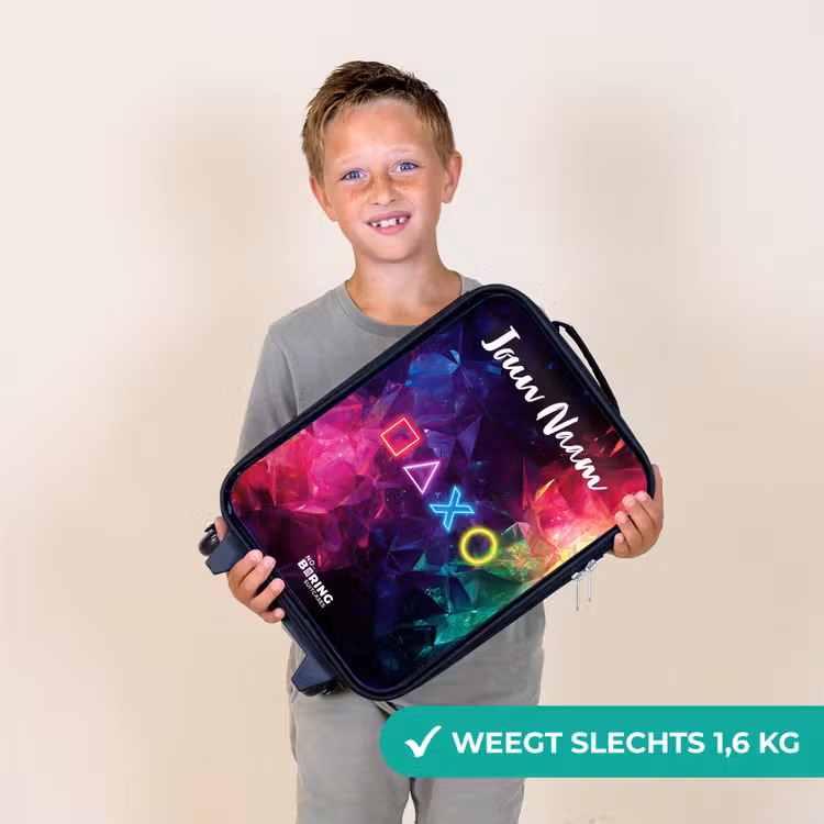 Kinderkoffer met naam - Zwart - Symbolen - Game - Kleurrijk — 2