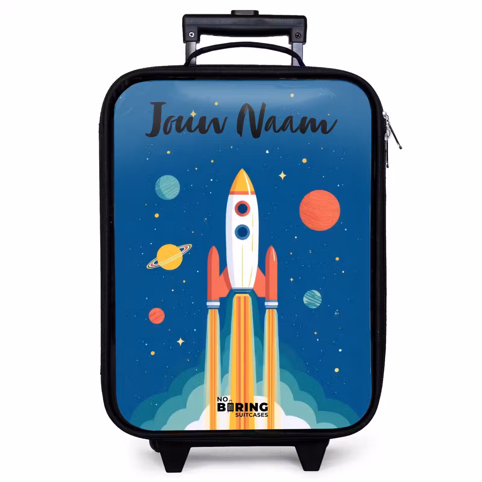 Kinderkoffer met naam - Zwart - Raket - Planeet - Sterren - Veelkleurig — 1