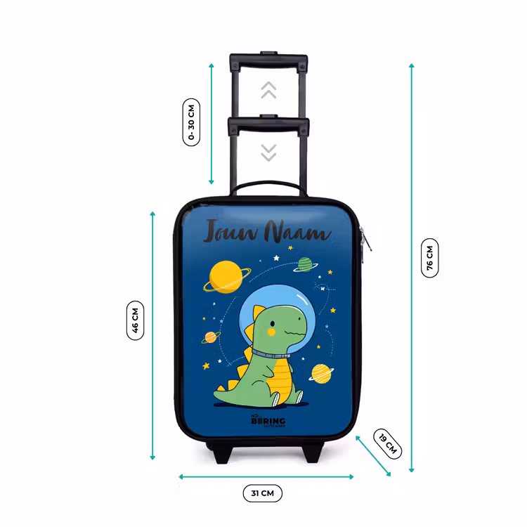 Kinderkoffer met naam - Zwart - Dino - Planeet - Ster - Blauw — 6
