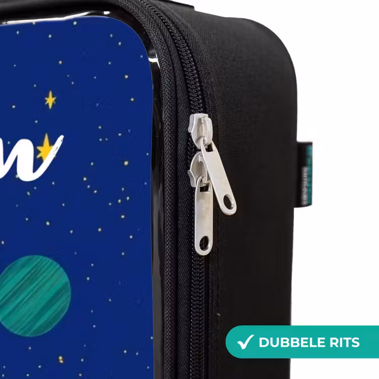 Kinderkoffer met naam - Zwart - Raket - Sterren - Planeet - Ruimte — 5