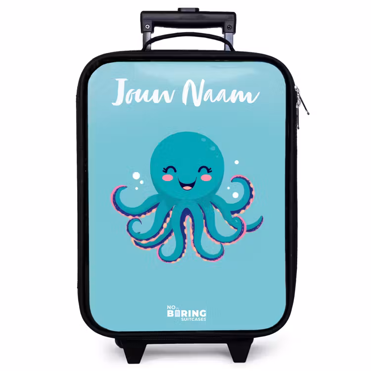 Kinderkoffer met naam - Zwart - Octopus - Water - Blauw — 1