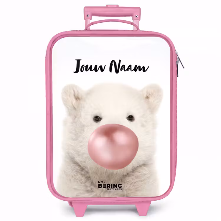 Kinderkoffer met naam - Roze - Bubblegum beer — 1