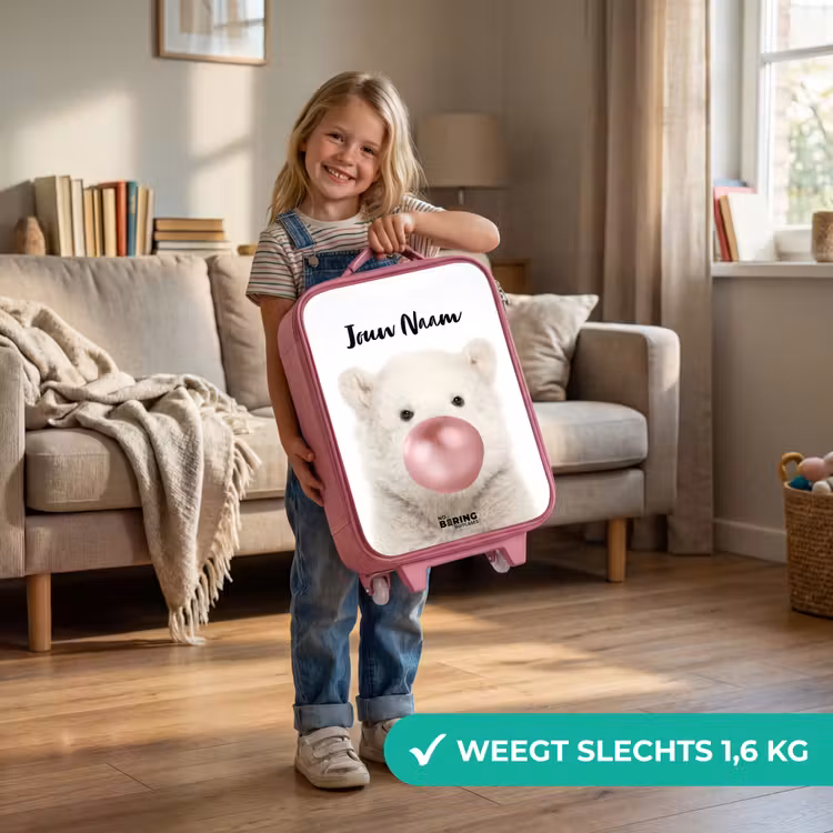 Kinderkoffer met naam - Roze - Bubblegum beer — 2