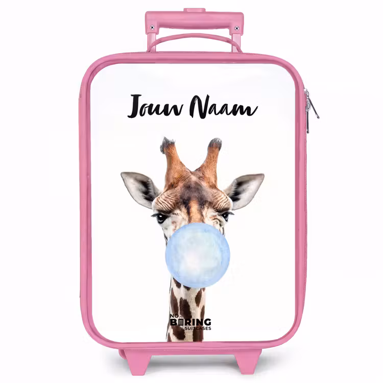 Kinderkoffer met naam - Roze - Kauwende Kobus blauw — 1