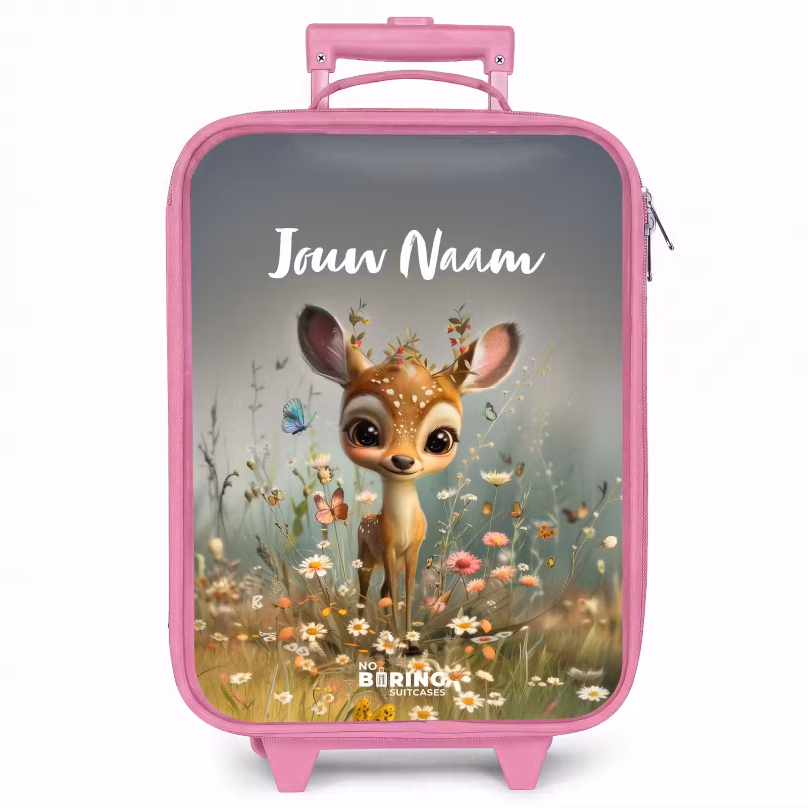 Kinderkoffer met naam - Roze - Valerie veldhertje — 1