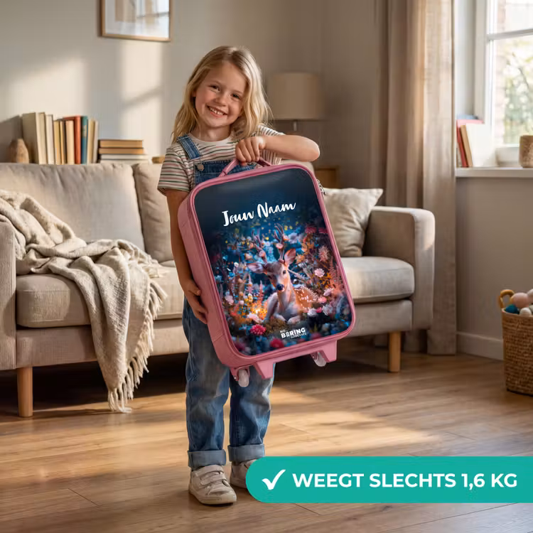 Kinderkoffer met naam - Roze - Eduard edelhert — 2