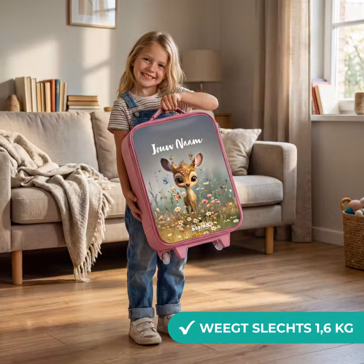 Kinderkoffer met naam - Roze - Valerie veldhertje — 2