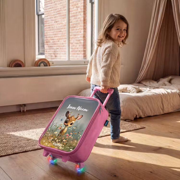 Kinderkoffer met naam - Roze - Valerie veldhertje — 3