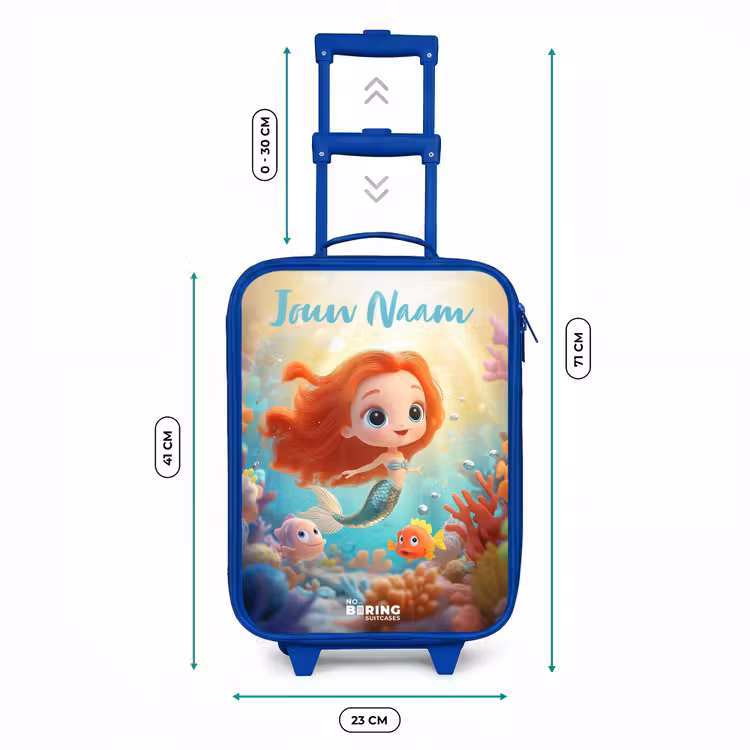 Kinderkoffer met naam - Blauw - Zeemeermin - Vissen - Koraal — 6