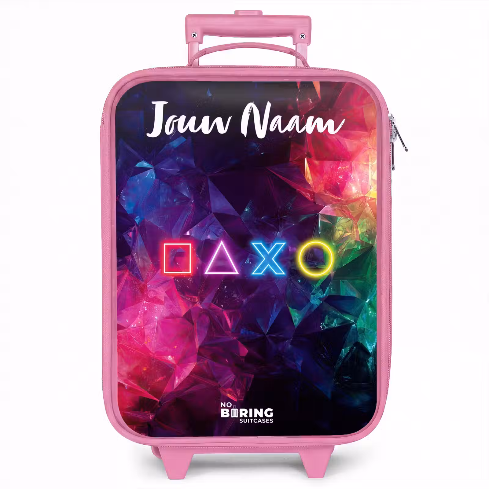 Kinderkoffer met naam - Roze - Symbolen - Game - Kleurrijk — 1