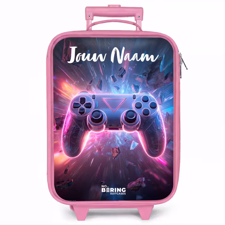 Kinderkoffer met naam - Roze - Controller - Neon - Game — 1