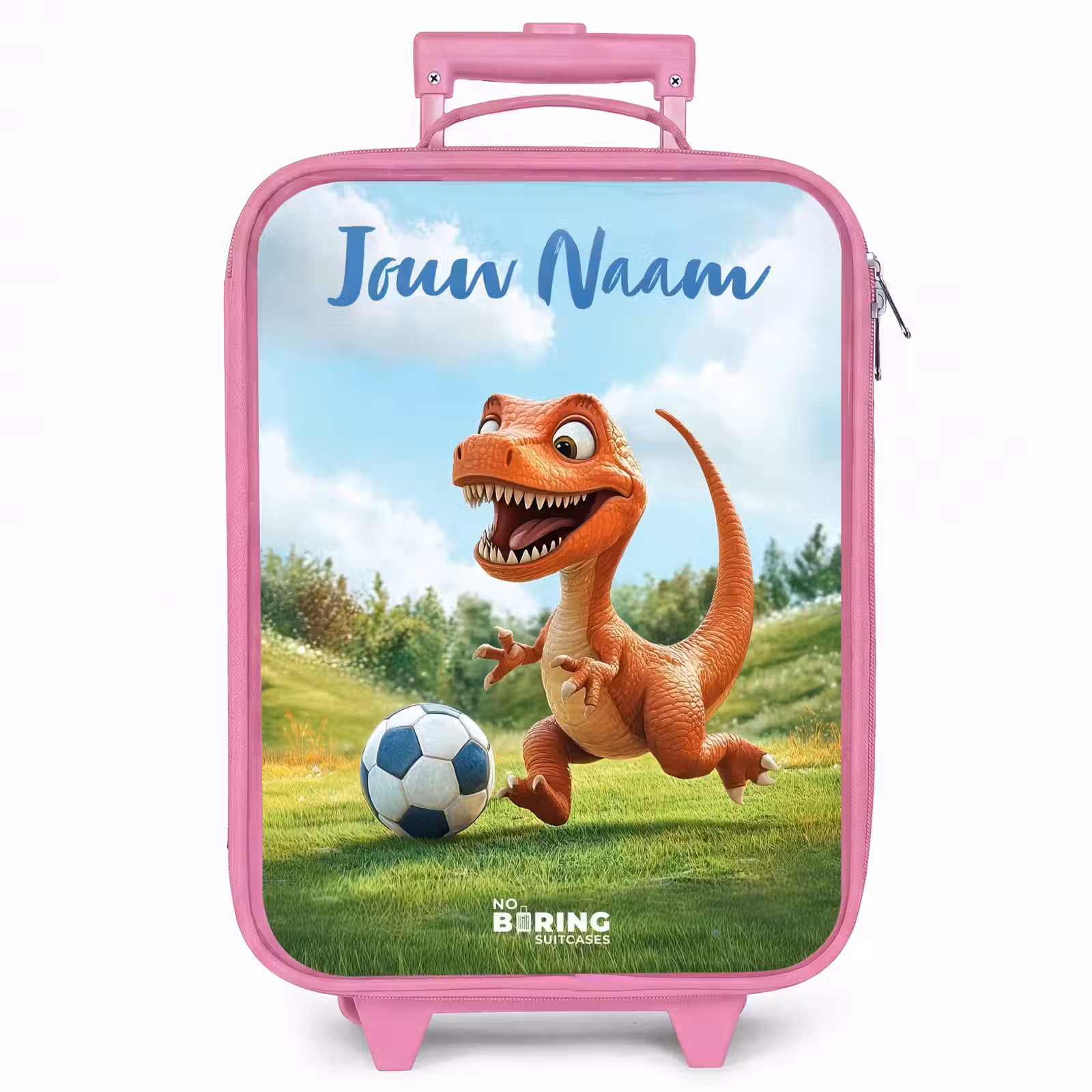Kinderkoffer met naam - Roze - Voetbal - Dino - Sport — 1