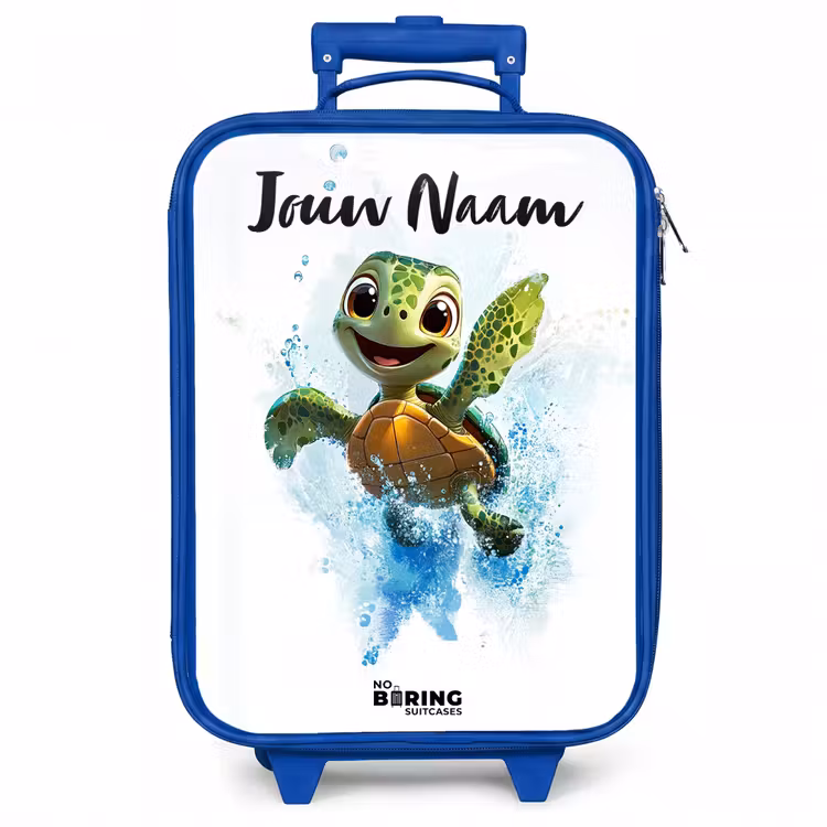 Kinderkoffer met naam - Blauw - Schildpad - Water - Groen — 1