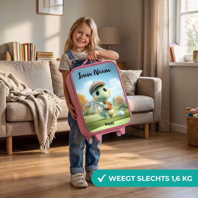 Kinderkoffer met naam - Roze - Golf - Dino - Groen — 2