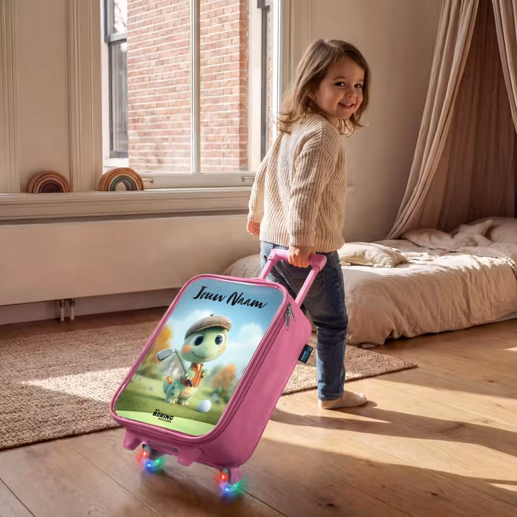 Kinderkoffer met naam - Roze - Golf - Dino - Groen — 3