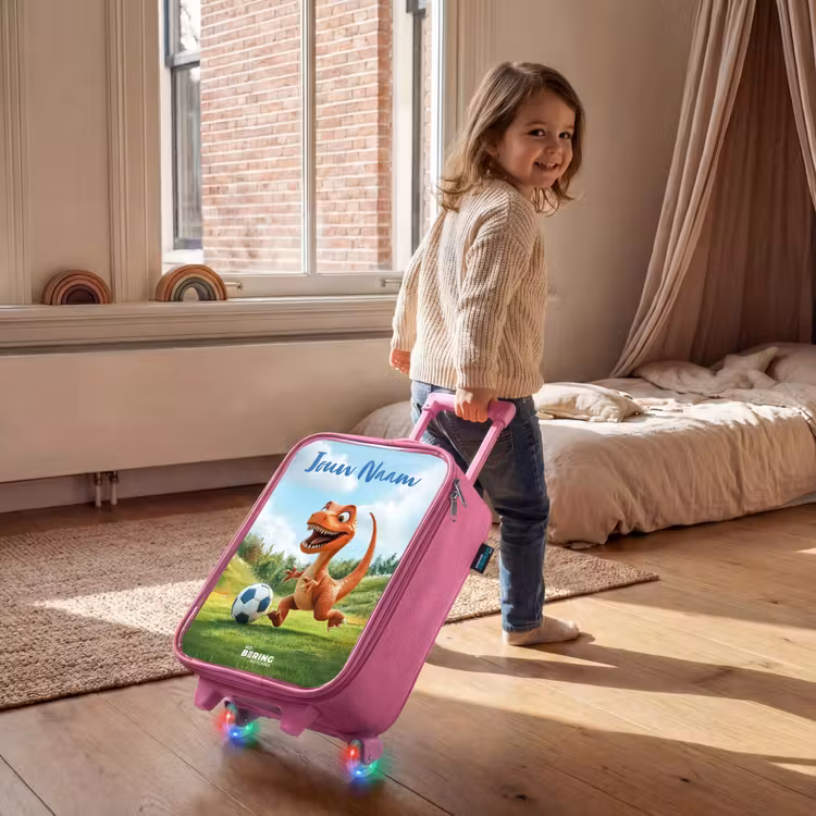 Kinderkoffer met naam - Roze - Voetbal - Dino - Sport — 3