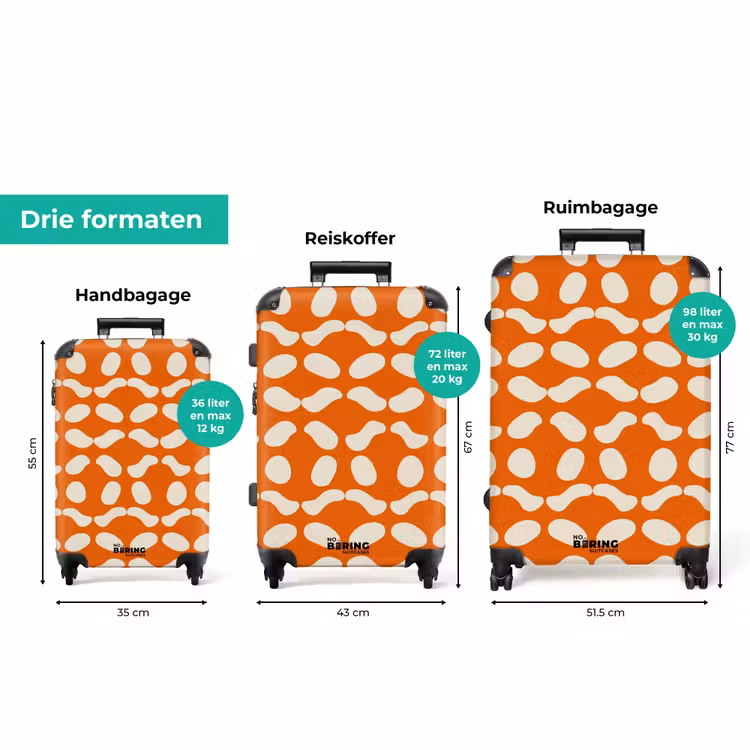 Koffer - Oranje - Ruitpatroon - Wit — 8