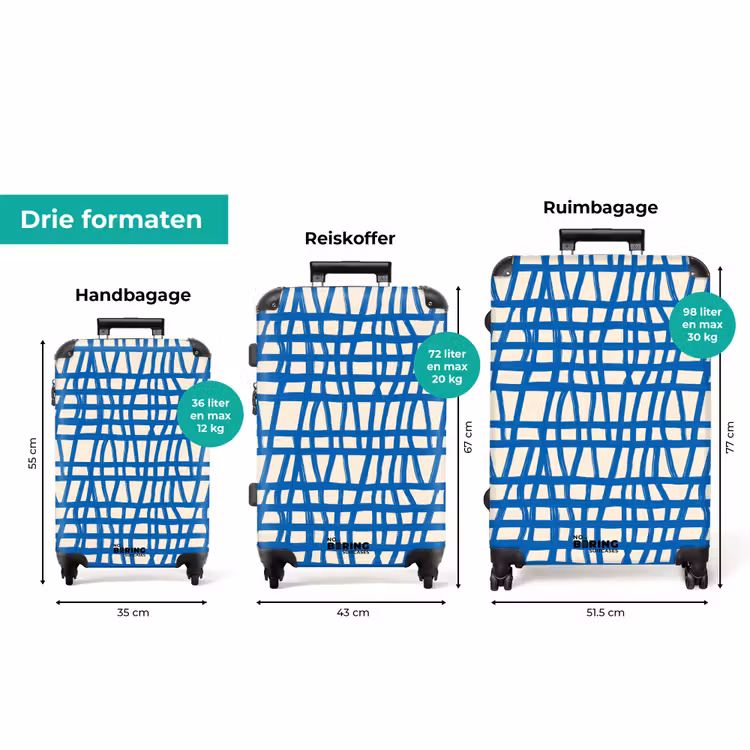 Koffer - Ruitpatroon - Blauw - Crème — 8