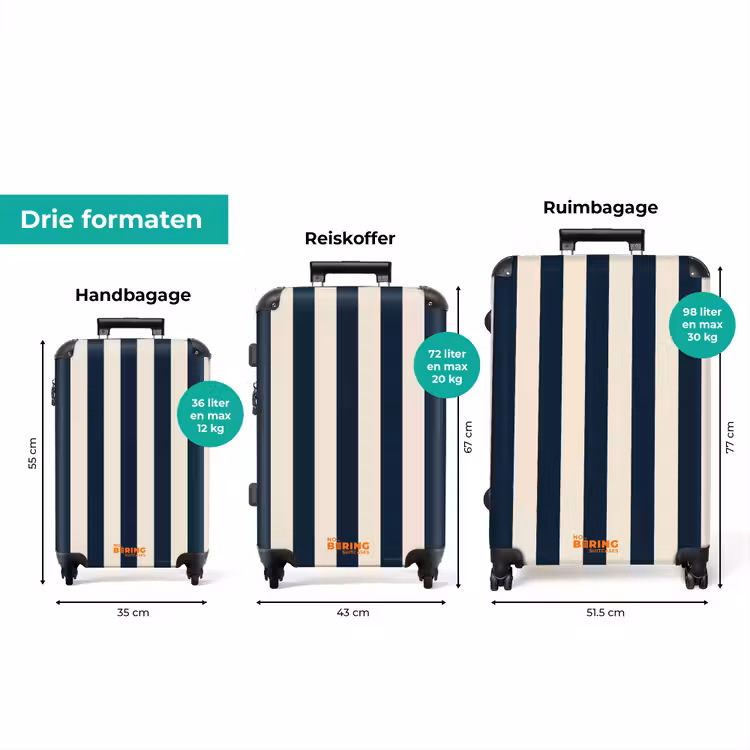 Koffer - Verticale strepen - Blauw - Crème — 8