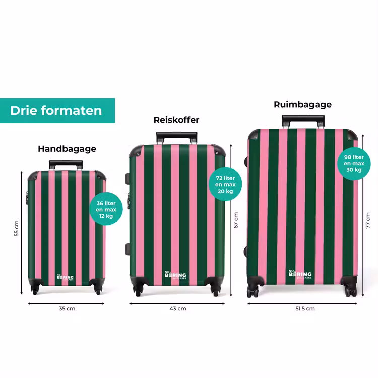 Koffer - Verticale strepen - Groen - Roze — 8