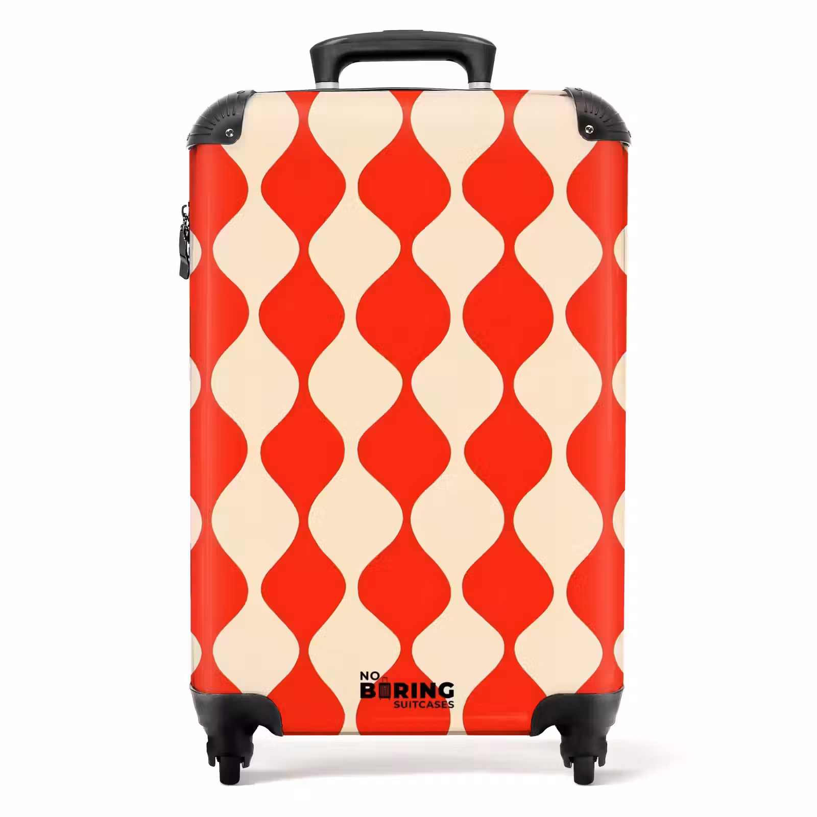Koffer - Golvend patroon - Retro - Rood - Beige — 1