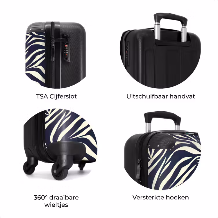 Koffer - Bladvormen - Blauw - Patroon - Wit — 7