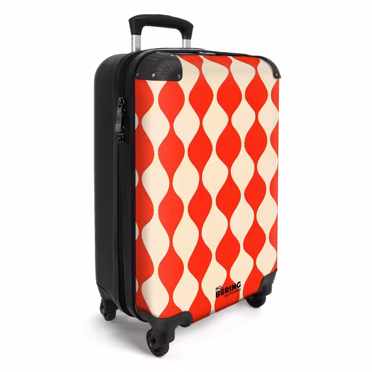 Koffer - Golvend patroon - Retro - Rood - Beige — 2
