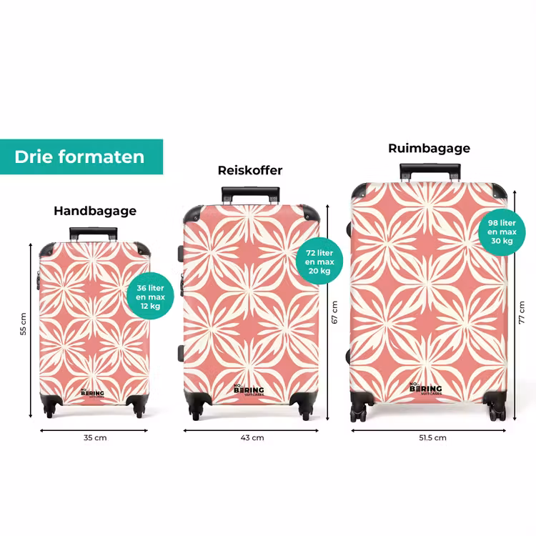 Koffer - Roze - Bloemenmotief - Wit - Modern — 8