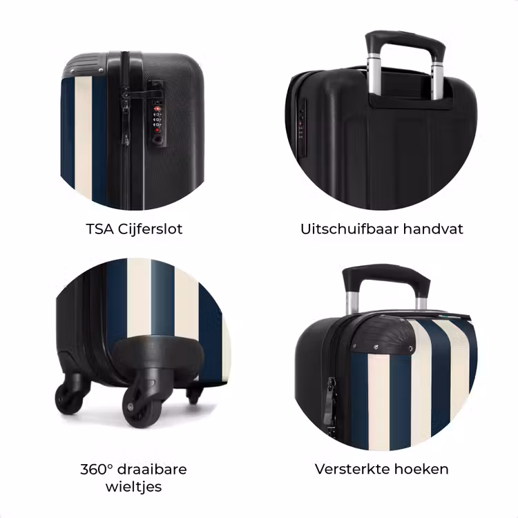 Koffer - Verticale strepen - Blauw - Crème — 7