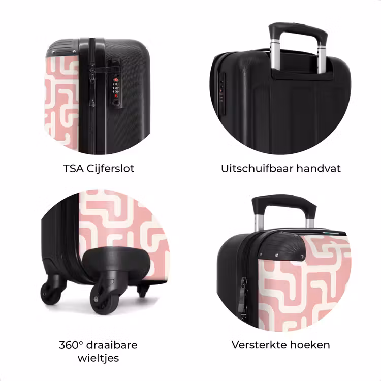 Koffer - Doolhofpatroon - Roze - Wit - Abstract — 7