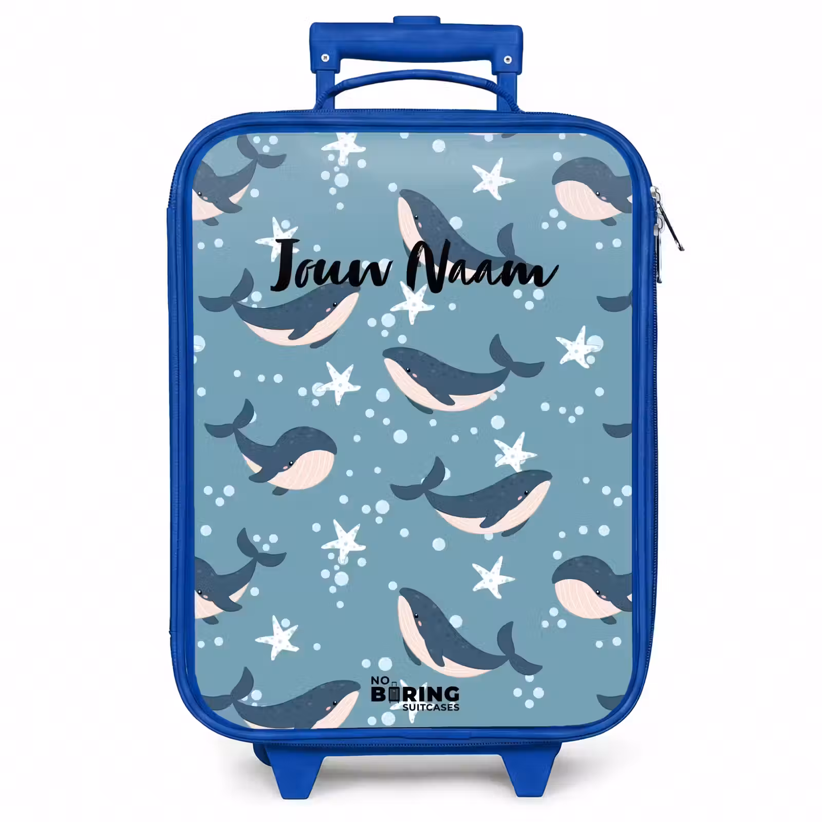 Kinderkoffer - Blauw - Walvissen met zeesterren patroon blauw — 1