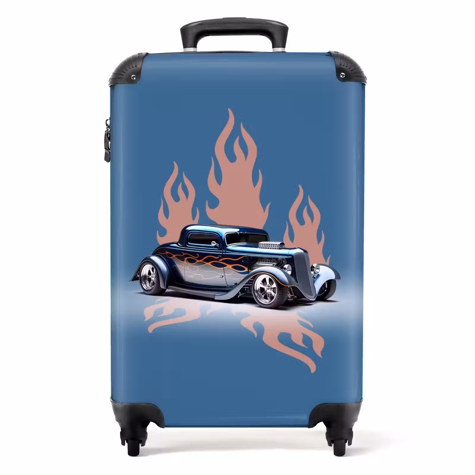 Koffer - Blauwe auto met roze vlammen — 1