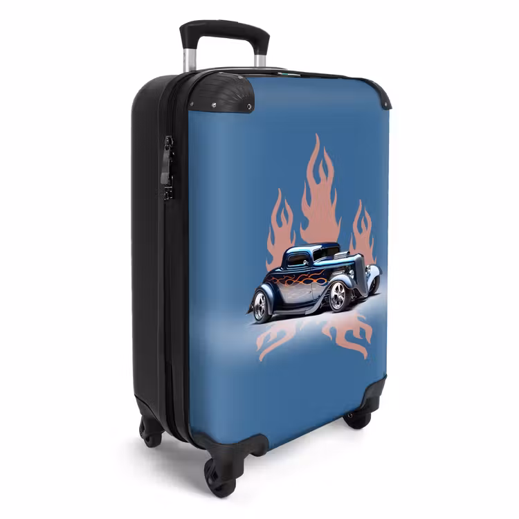 Koffer - Blauwe auto met roze vlammen — 2