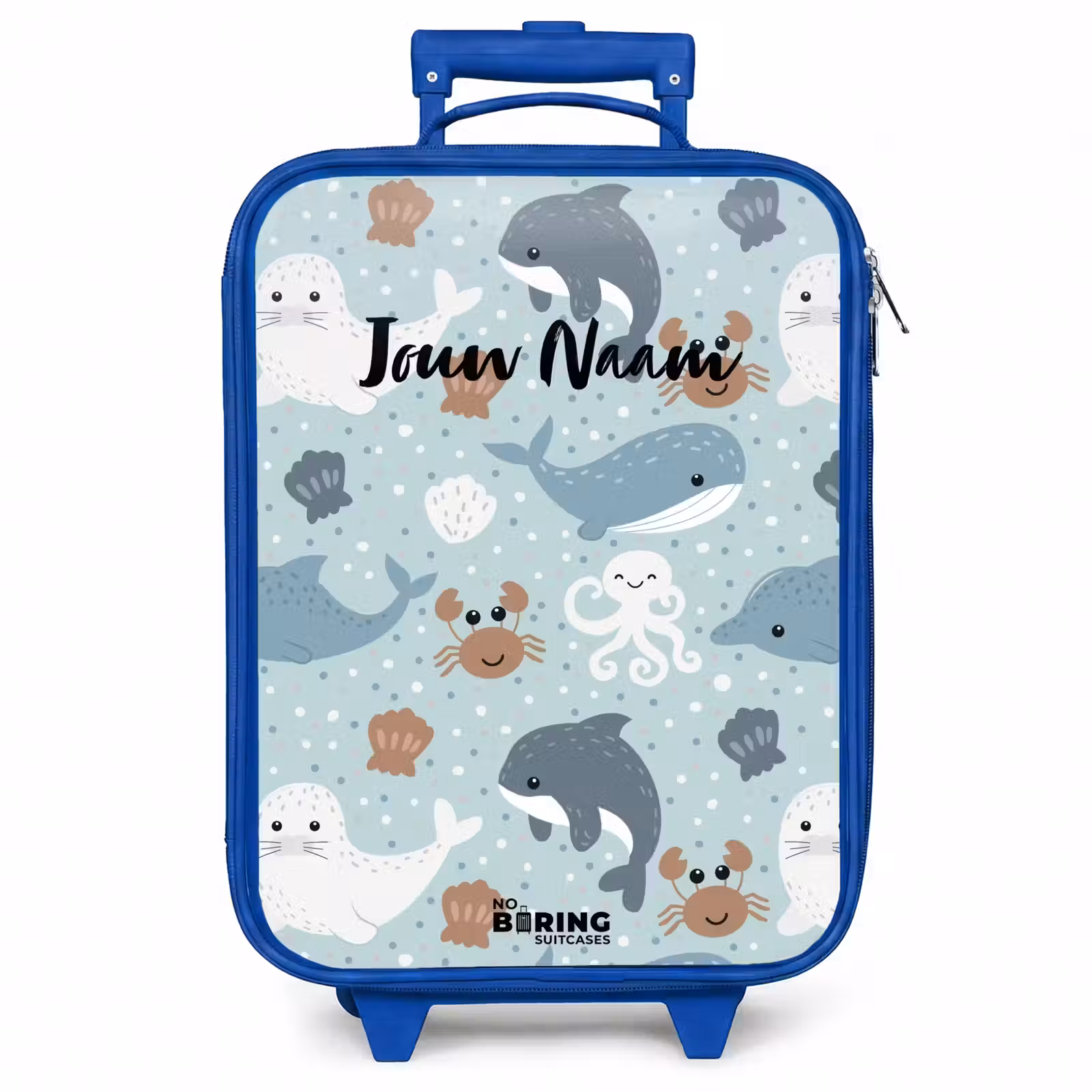 Kinderkoffer - Blauw - Zee dieren patroon kleurrijk — 1