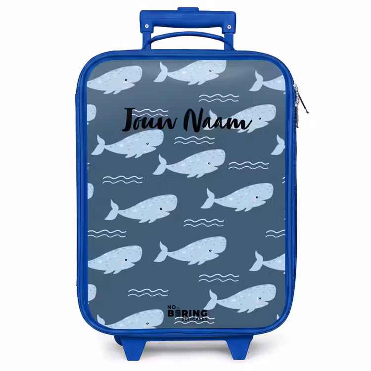 Kinderkoffer - Blauw - Walvis met golven patroon blauw — 1