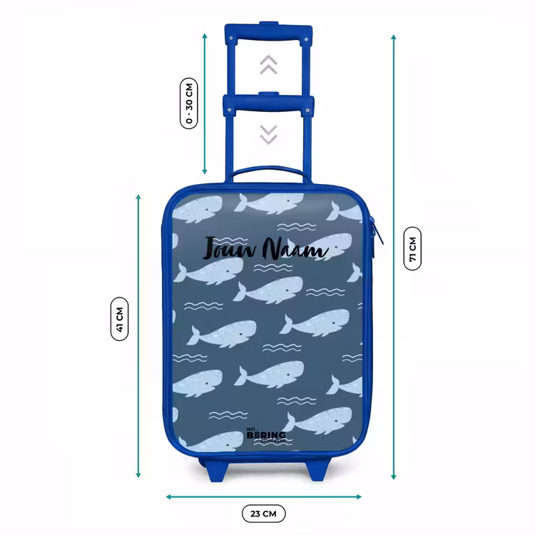 Kinderkoffer - Blauw - Walvis met golven patroon blauw — 6